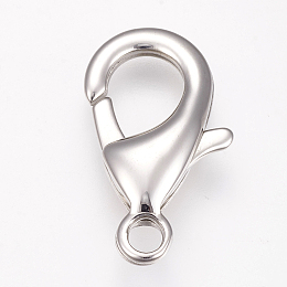 Honeyhandy 304 Stainless Steel Lobster Claw Clasps, Parrot Trigger Clasps, Stainless Steel Color, 21x13.5x4.5mm, Hole: 2mm