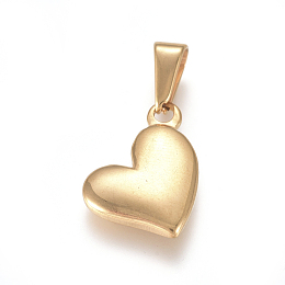 Honeyhandy 304 Stainless Steel Charms, Puffed Heart, Golden, 18x13x3.2mm, Hole: 7x3mm