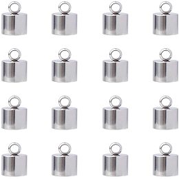 ARRICRAFT 50PCS 9mm Column Cord Ends, Jewelry Making Caps, Glue-in Fasteners for Necklace Cord, Tassel, Leather Jewelry Making-Stainless Steel Color