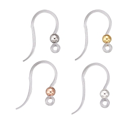 16mm Plastic Earring Hooks with 304 Stainless Steel Beads - Antique Silver  - 10pcs