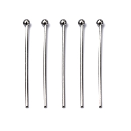 Honeyhandy 304 Stainless Steel Ball Head pins, Stainless Steel Color, 25x0.7mm, 21 Gauge, Head: 1.95mm, about 500pcs/bag