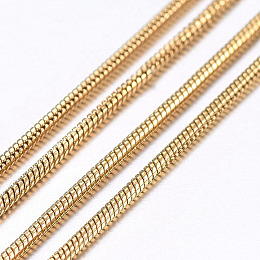 Honeyhandy Handmade Ion Plating(IP) 304 Stainless Steel Round Snake Chains, Soldered, with Spool, Golden, 0.9mm, about 32.8 Feet(10m)/roll