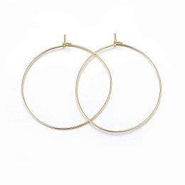 Honeyhandy 316 Surgical Stainless Steel Hoop Earrings, Ring, Golden, 21 Gauge, 35x0.7mm