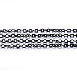 Honeyhandy Handmade 304 Stainless Steel Cable Chains, Soldered, with Spool, Flat Oval, Electrophoresis Black, 2.5x2x0.5mm, about 65.61 Feet(20m)/roll