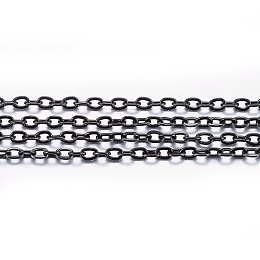 Honeyhandy Handmade 304 Stainless Steel Cable Chains, Soldered, with Spool, Flat Oval, Electrophoresis Black, 2x1.5x0.4mm, about 65.61 Feet(20m)/roll