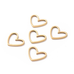 Honeyhandy 201 Stainless Steel Linking Rings, Laser Cut, Asymmetrical Heart, Real 18K Gold Plated, 10.5x13x1mm.