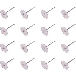 Pandahall Elite 500 Pairs (1000pcs) Stainless Steel Flat Pad Earrings Blank Earring Pin Studs Post Ear Studs Findings for Earring Making - Stainless Steel Color