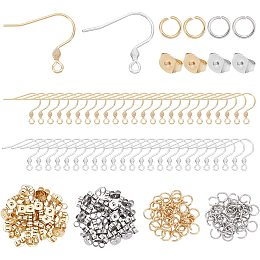 UNICRAFTALE About 240pcs Stainless Steel Earring Making Kit 3 Mixes Styles 2 Colors Hypoallergenic Earring Hooks Ear Nuts Open Jump Rings for DIY Dangle Earrings Jewelry Making Earring Supplies