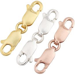 GLOBLELAND 3Pcs 3 Colors Double Lobster Claw Clasps Double Claw Connector 925 Sterling Silver Necklace Clasp Bracelet Extension for Necklace Removable Pendant Findings Bracelets Chain