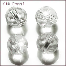 Honeyhandy Imitation Austrian Crystal Beads, Grade AAA, Faceted, Round, Clear, 10mm, Hole: 0.9~1mm