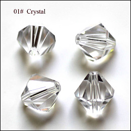 Honeyhandy Imitation Austrian Crystal Beads, Grade AAA, Faceted, Bicone, Clear, 4x4mm, Hole: 0.7~0.9mm