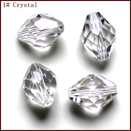 Honeyhandy Imitation Austrian Crystal Beads, Grade AAA, Faceted, Bicone, Clear, 8x11mm, Hole: 0.9~1mm