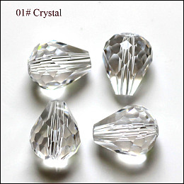 Honeyhandy Imitation Austrian Crystal Beads, Grade AAA, Faceted, Drop, Clear, 10x12mm, Hole: 0.9~1.5mm