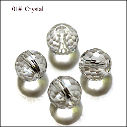 Honeyhandy Imitation Austrian Crystal Beads, Grade AAA, Faceted, Round, Clear, 10mm, Hole: 0.9~1mm