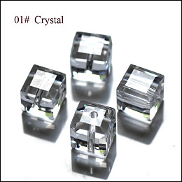 Honeyhandy Imitation Austrian Crystal Beads, Grade AAA, Faceted, Cube, Clear, 5~5.5x5~5.5x5~5.5mm(size within the error range of 0.5~1mm), Hole: 0.7~0.9mm