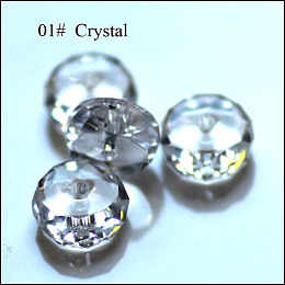 Honeyhandy Imitation Austrian Crystal Beads, Grade AAA, Faceted, Flat Round, Clear, 8x3.5mm, Hole: 0.9~1mm