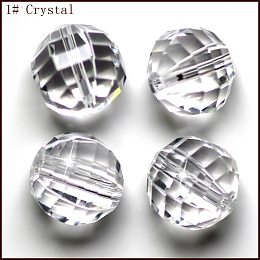 Honeyhandy Imitation Austrian Crystal Beads, Grade AAA, Faceted, Round, Clear, 10mm, Hole: 0.9~1mm