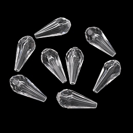 Honeyhandy Transparent Acrylic Beads, Faceted, Teardrop, Clear, 21x11mm, Hole: 2mm, about 395pcs/500g