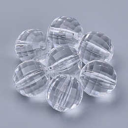 Honeyhandy Transparent Acrylic Beads, Faceted, Round, Clear, 12x12mm, Hole: 1.9mm, about 496pcs/500g