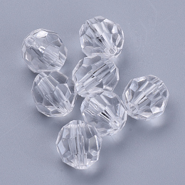 Honeyhandy Transparent Acrylic Beads, Faceted, Round, Clear, 10x9.5mm, Hole: 1.8mm, about 990pcs/500g