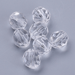 Honeyhandy Transparent Acrylic Beads, Faceted, Round, Clear, 14x13mm, Hole: 1.8mm, about 330pcs/500g