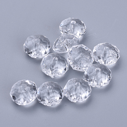 Honeyhandy Transparent Acrylic Beads, Faceted, Rondelle, Clear, 11.5x7mm, Hole: 2mm, about 925pcs/500g