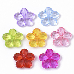 Arricraft Transparent Faceted Acrylic Beads, Flower, Mixed Color, 14x14x4mm, Hole: 1.6mm, about 1280pcs/500g