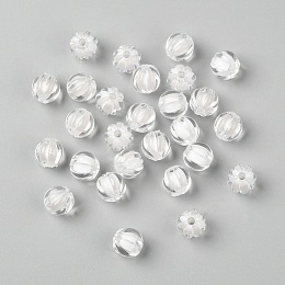 Honeyhandy Transparent Acrylic Beads, Bead in Bead, Round, Pumpkin, Clear, 10mm, Hole: 2mm, about 1100pcs/500g