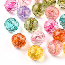 Honeyhandy Transparent Acrylic Beads, Faceted, Round, Mixed Color, 12x11.5mm, Hole: 1.8mm, about 550pcs/500g