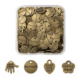 Honeyhandy 400Pcs 4 Style Tibetan Style Alloy Charms, Cadmium Free & Nickel Free & Lead Free, Antique Bronze, Handmade Style, Mixed Shapes, Antique Bronze, 100pcs/Style