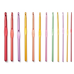 Honeyhandy Aluminum Crochet Hooks Needles, Mixed Color, 150x3~11.5mm, Pin: 2mm/2.5mm/3mm/3.5mm/4mm/4.5mm/5mm/5.5mm/6mm/6.5mm/7mm/8mm, 12pcs/set