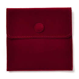 Honeyhandy Square Velvet Jewelry Bags, with Snap Fastener, Dark Red, 10x10x1cm