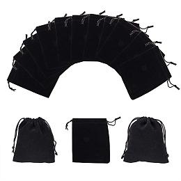 NBEADS Pack of 50 Black Velvet Drawstring Pouches Wedding Favor Jewelry Gift Bags 3.9" X 4.7"