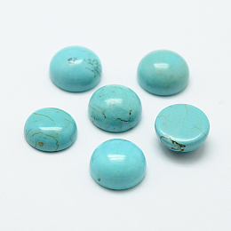 Honeyhandy Natural Howlite Cabochons, Dyed & Heated, Half Round/Dome, Turquoise, 12x6mm