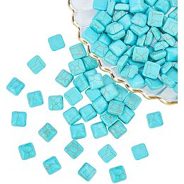 ARRICRAFT 100PCS Square Synthetic Turquoise Gemstone Flat Back Stone Cabochons Craft Findings for DIY Jewelry Making-8mm Side Length