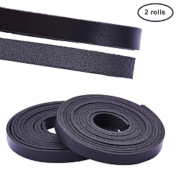 PandaHall Elite Leather Strap 157 Inches Long 3/8 Inch Wide Leather Craft Strip (Black)