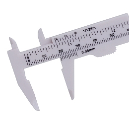 Honeyhandy Plastic Sliding Gauge Vernier Caliper, Double Scale, mm/inch Portable Ruler, White, Measuring Range: 8cm