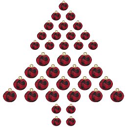 GORGECRAFT 2 Sizes 40PCS Christmas Ornaments Ball Red Buffalo Plaid Fabric Ornament Check Wrapped Balls Tree Hanging Decoration for Tabletop Fireplace Party Supplies Decor