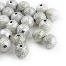 Honeyhandy Spray Painted Acrylic Beads, Matte Style, Round, Silver, 8mm, Hole: 2mm