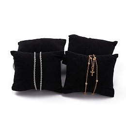 Honeyhandy Black Rectangle Velvet Pillow Jewelry Bracelet Watch Display, with Sponge, 88x76x43mm