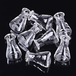 Honeyhandy Semi-manual Blown Glass Globe Cover, for DIY Glass Vial Pendants Charms, Vase, Clear, 22.5~26x15.5mm, Half Hole: 6mm, Bottle Capacity: 1.8~2.3ml(0.06~0.07 fl. oz)