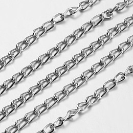 Oxidated Aluminium Twisted Chains Curb Chains, Unwelded, Silver, about 3.5 wide, 6mm long