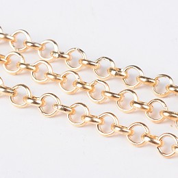 Honeyhandy Iron Rolo Chains, Belcher Chain, Unwelded, Light Gold, Long-Lasting Plated, 5x1.5mm