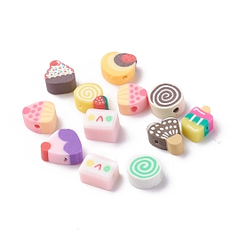 Honeyhandy Handmade Polymer Clay Beads, Sweet Food Shape, Mixed Color, 8~12x8~10x5mm, Hole: 1.6mm