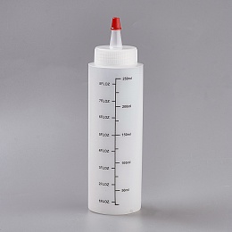 Honeyhandy Plastic Squeeze Bottles, with Graduated Measurements and Lid, White, 151.5x50.5mm, Capacity: 250ml(8.45 fl. oz)