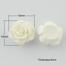 Honeyhandy Resin Cabochons, Flower, White, 14x15x6mm