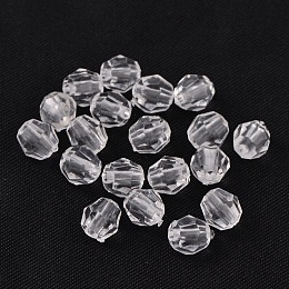 Honeyhandy Round Shaped Transparent Acrylic Faceted Beads, Clear, 6mm in diameter, hole: 1.5mm