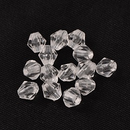 Honeyhandy 6MM Faceted Bicone Crystal Beads Transparent Clear Acrylic Beads, Dyed, 6mm, Hole: 1mm