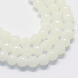 Arricraft Baking Painted Imitation Jade Glass Round Bead Strands, White, 6.5mm, Hole: 1.5mm, about 145pcs/strand, 31.8 inches