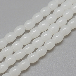 Honeyhandy Baking Painted Glass Beads Strands, Oval, Imitation Jade, WhiteSmoke, 8~8.5x6~6.5mm, Hole: 1.5mm, about 96pcs/strand, 32.2 inch